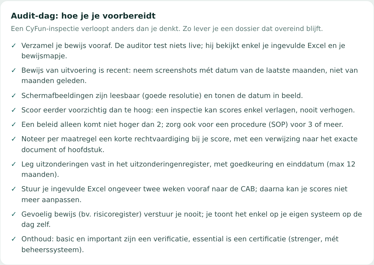 Een checklist met tien punten om je op de audit-dag voor te bereiden